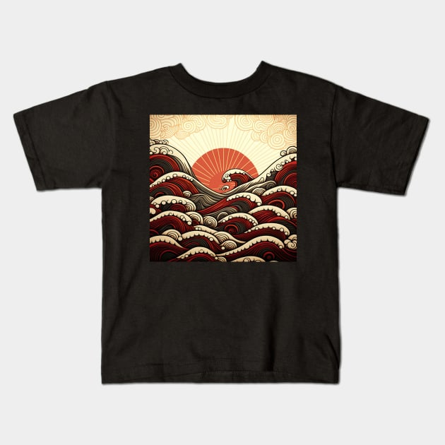 great wave of the red sea Kids T-Shirt by Micapox